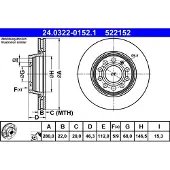 Ate Bromsskiva Power Disc 24.0322-0152.1, 1 Stycke