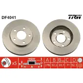 TRW Bromsskiva DF4041 fram, ventilerad, 1 Stycke
