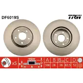 TRW Bromsskiva DF6019S fram, ventilerad, 1 Stycke