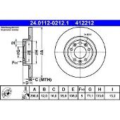 Ate Bromsskiva 24.0112-0212.1 bak, full, 1 Stycke