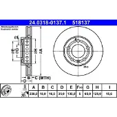 Ate Bromsskiva Power Disc 24.0318-0137.1, 1 Stycke