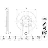 Bosch Bromsskiva 0 986 479 G58 bak, ventilerad, höggradigt förkolnad, 1 Stycke