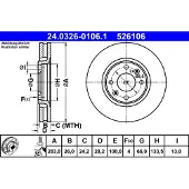 Ate Bromsskiva Power Disc 24.0326-0106.1, 1 Stycke