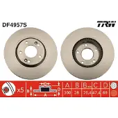 TRW Bromsskiva DF4957S fram, ventilerad, 1 Stycke