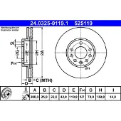 Ate Bromsskiva Power Disc 24.0325-0119.1, 1 Stycke
