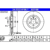 Ate Bromsskiva Power Disc 24.0322-0100.1, 1 Stycke