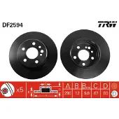 TRW Bromsskiva DF2594 bak, full, 1 Stycke
