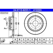 Ate Bromsskiva 24.0112-0223.1 bak, full, 1 Stycke