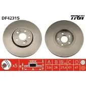 TRW Bromsskiva DF4231S fram, ventilerad, 1 Stycke