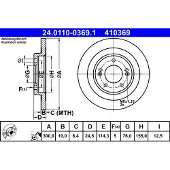 Ate Bromsskiva 24.0110-0369.1 bak, full, 1 Stycke