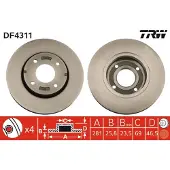 TRW Bromsskiva DF4311 fram, ventilerad, 1 Stycke