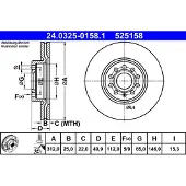 Ate Bromsskiva Power Disc 24.0325-0158.1, 1 Stycke