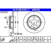 Ate Bromsskiva 24.0109-0181.1 bak, full, 1 Stycke