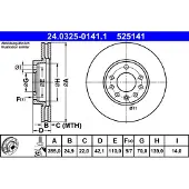 Ate Bromsskiva Power Disc 24.0325-0141.1, 1 Stycke