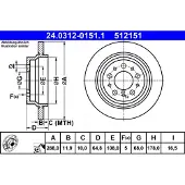 Ate Bromsskiva Power Disc 24.0312-0151.1, 1 Stycke