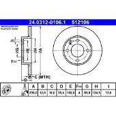 Ate Bromsskiva Power Disc 24.0312-0106.1, 1 Stycke