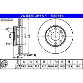 Ate Bromsskiva Power Disc 24.0320-0115.1, 1 Stycke
