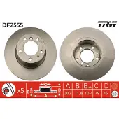 TRW Bromsskiva DF2555 fram, full, höggradigt förkolnad, 1 Stycke