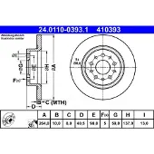Ate Bromsskiva 24.0110-0393.1 bak, full, 1 Stycke