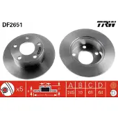 TRW Bromsskiva DF2651 bak, full, 1 Stycke