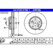 Ate Bromsskiva 24.0128-0186.1 fram, ventilerad, 1 Stycke