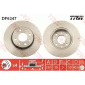 TRW Bromsskiva DF6347 bak, full, 1 Stycke