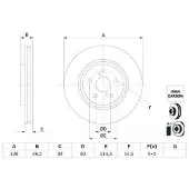 Bosch Bromsskiva 0 986 479 H04 fram, ventilerad, höggradigt förkolnad, 1 Stycke