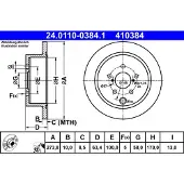 Ate Bromsskiva 24.0110-0384.1 bak, full, 1 Stycke