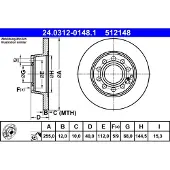 Ate Bromsskiva Power Disc 24.0312-0148.1, 1 Stycke