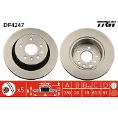 TRW Bromsskiva DF4247 bak, ventilerad, höggradigt förkolnad, 1 Stycke