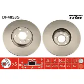 TRW Bromsskiva DF4853S fram, ventilerad, höggradigt förkolnad, 1 Stycke