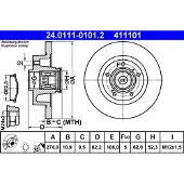 Ate Bromsskiva 24.0111-0101.2 bak, full, 1 Stycke