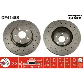 TRW Bromsskiva DF4148S fram, perforerad, slits, 1 Stycke