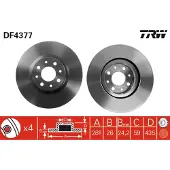 TRW Bromsskiva DF4377 fram, ventilerad, 1 Stycke