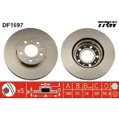 TRW Bromsskiva DF1697 fram, ventilerad, 1 Stycke