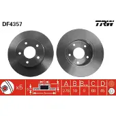 TRW Bromsskiva LUC DF4357 bak, full, 1 Stycke