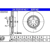 Ate Bromsskiva Power Disc 24.0325-0142.1, 1 Stycke