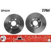 TRW Bromsskiva DF4200 bak, full, 1 Stycke