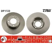 TRW Bromsskiva DF1723 fram, full, 1 Stycke