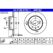 Ate Bromsskiva 24.0109-0182.1 bak, full, 1 Stycke