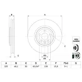 Bosch Bromsskiva 0 986 479 G32 fram, ventilerad, höggradigt förkolnad, 1 Stycke