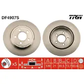 TRW Bromsskiva DF4907S bak, ventilerad, 1 Stycke