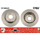 TRW Bromsskiva DF4864S bak, ventilerad, höggradigt förkolnad, 1 Stycke