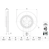 Bosch Bromsskiva 0 986 479 G63 fram, ventilerad, höggradigt förkolnad, 1 Stycke