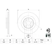 Bosch Bromsskiva 0 986 479 E87 bak, ventilerad, 1 Stycke