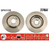 TRW Bromsskiva DF6113S fram, ventilerad, 1 Stycke