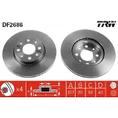 TRW Bromsskiva DF2686 fram, ventilerad, 1 Stycke
