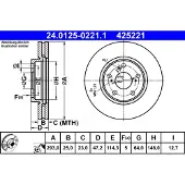 Ate Bromsskiva 24.0125-0221.1 fram, ventilerad, 1 Stycke