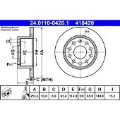 Ate Bromsskiva 24.0110-0420.1 bak, full, 1 Stycke