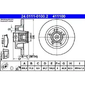 Ate Bromsskiva 24.0111-0100.2 bak, full, 1 Stycke
